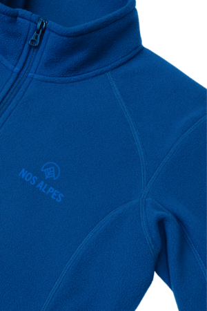 Jaqueta fleece feminina full zip trek nos alpes azul jeans
